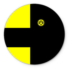 Коврик круглый с принтом FC Borussia Dortmund Black в Кировске, резина и полиэстер | круглая форма, изображение наносится на всю лицевую часть | боруссия | дортмунд
