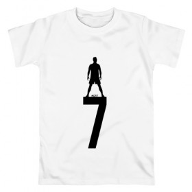 Мужская футболка хлопок с принтом Криштиану Роналду в Кировске, 100% хлопок | прямой крой, круглый вырез горловины, длина до линии бедер, слегка спущенное плечо. | 