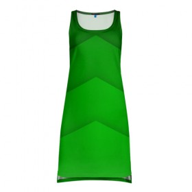 Платье-майка 3D с принтом Зеленые полосы в Кировске, 100% полиэстер | полуприлегающий силуэт, широкие бретели, круглый вырез горловины, удлиненный подол сзади. | абстракция | геометрия | зеленый | модные.мода | пирамиды | полосы.линии | тренды | треугольники | узоры