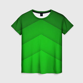 Женская футболка 3D с принтом Зеленые полосы в Кировске, 100% полиэфир ( синтетическое хлопкоподобное полотно) | прямой крой, круглый вырез горловины, длина до линии бедер | абстракция | геометрия | зеленый | модные.мода | пирамиды | полосы.линии | тренды | треугольники | узоры