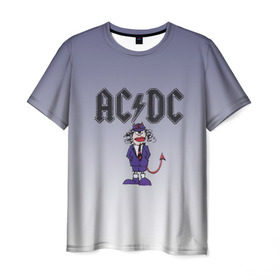 Мужская футболка 3D с принтом AC/DC чертенок в Кировске, 100% полиэфир | прямой крой, круглый вырез горловины, длина до линии бедер | 