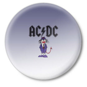 Значок с принтом AC/DC чертенок в Кировске,  металл | круглая форма, металлическая застежка в виде булавки | 