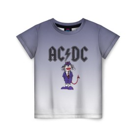 Детская футболка 3D с принтом AC/DC чертенок в Кировске, 100% гипоаллергенный полиэфир | прямой крой, круглый вырез горловины, длина до линии бедер, чуть спущенное плечо, ткань немного тянется | 