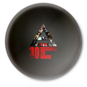 Значок с принтом Группа 30 Seconds to Mars в Кировске,  металл | круглая форма, металлическая застежка в виде булавки | 