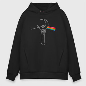 Мужское худи Oversize хлопок с принтом Dark side of the moon в Кировске, френч-терри — 70% хлопок, 30% полиэстер. Мягкий теплый начес внутри —100% хлопок | боковые карманы, эластичные манжеты и нижняя кромка, капюшон на магнитной кнопке | anime | sailor moon | аниме | сейлор мун