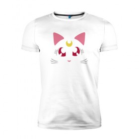 Мужская футболка премиум с принтом Guarding Cat в Кировске, 92% хлопок, 8% лайкра | приталенный силуэт, круглый вырез ворота, длина до линии бедра, короткий рукав | anime | sailor moon | аниме | сейлор мун