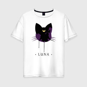Женская футболка хлопок Oversize с принтом Luna в Кировске, 100% хлопок | свободный крой, круглый ворот, спущенный рукав, длина до линии бедер
 | anime | sailor moon | аниме | сейлор мун