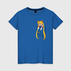 Женская футболка хлопок с принтом Little Pocket Moon в Кировске, 100% хлопок | прямой крой, круглый вырез горловины, длина до линии бедер, слегка спущенное плечо | anime | sailor moon | аниме | сейлор мун