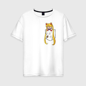 Женская футболка хлопок Oversize с принтом Little Pocket Moon в Кировске, 100% хлопок | свободный крой, круглый ворот, спущенный рукав, длина до линии бедер
 | anime | sailor moon | аниме | сейлор мун