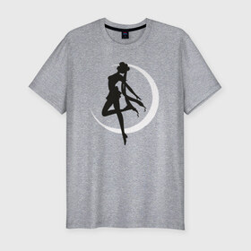 Мужская футболка премиум с принтом Луна в Кировске, 92% хлопок, 8% лайкра | приталенный силуэт, круглый вырез ворота, длина до линии бедра, короткий рукав | anime | sailor moon | аниме | сейлор мун