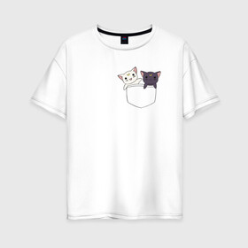 Женская футболка хлопок Oversize с принтом Кисы в Кировске, 100% хлопок | свободный крой, круглый ворот, спущенный рукав, длина до линии бедер
 | anime | cat | sailor moon | аниме | кисы | сейлор мун