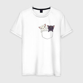 Мужская футболка хлопок с принтом Кисы в Кировске, 100% хлопок | прямой крой, круглый вырез горловины, длина до линии бедер, слегка спущенное плечо. | anime | cat | sailor moon | аниме | кисы | сейлор мун