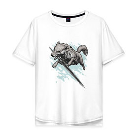 Мужская футболка хлопок Oversize с принтом The Swordswolf в Кировске, 100% хлопок | свободный крой, круглый ворот, “спинка” длиннее передней части | дарк соулс