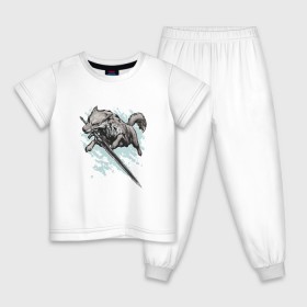 Детская пижама хлопок с принтом The Swordswolf в Кировске, 100% хлопок |  брюки и футболка прямого кроя, без карманов, на брюках мягкая резинка на поясе и по низу штанин
 | Тематика изображения на принте: дарк соулс
