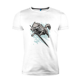Мужская футболка премиум с принтом The Swordswolf в Кировске, 92% хлопок, 8% лайкра | приталенный силуэт, круглый вырез ворота, длина до линии бедра, короткий рукав | дарк соулс