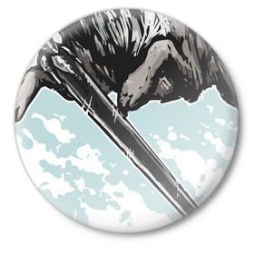 Значок с принтом The Swordswolf в Кировске,  металл | круглая форма, металлическая застежка в виде булавки | Тематика изображения на принте: дарк соулс