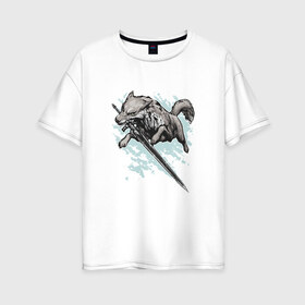 Женская футболка хлопок Oversize с принтом The Swordswolf в Кировске, 100% хлопок | свободный крой, круглый ворот, спущенный рукав, длина до линии бедер
 | дарк соулс