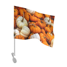 Флаг для автомобиля с принтом тыквы в Кировске, 100% полиэстер | Размер: 30*21 см | halloween | дача | овощи | октябрь | оранжевый | осень | сентябрь | тыква | хеллуин