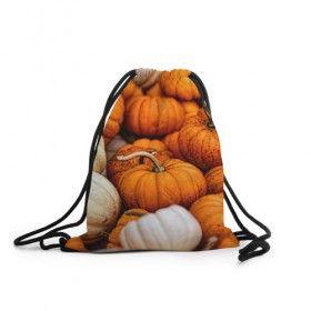 Рюкзак-мешок 3D с принтом тыквы в Кировске, 100% полиэстер | плотность ткани — 200 г/м2, размер — 35 х 45 см; лямки — толстые шнурки, застежка на шнуровке, без карманов и подкладки | Тематика изображения на принте: halloween | дача | овощи | октябрь | оранжевый | осень | сентябрь | тыква | хеллуин