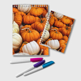Блокнот с принтом тыквы в Кировске, 100% бумага | 48 листов, плотность листов — 60 г/м2, плотность картонной обложки — 250 г/м2. Листы скреплены удобной пружинной спиралью. Цвет линий — светло-серый
 | Тематика изображения на принте: halloween | дача | овощи | октябрь | оранжевый | осень | сентябрь | тыква | хеллуин