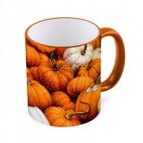 Кружка 3D с принтом тыквы в Кировске, керамика | ёмкость 330 мл | halloween | дача | овощи | октябрь | оранжевый | осень | сентябрь | тыква | хеллуин