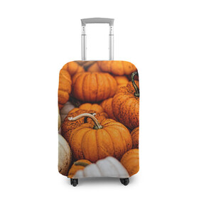 Чехол для чемодана 3D с принтом тыквы в Кировске, 86% полиэфир, 14% спандекс | двустороннее нанесение принта, прорези для ручек и колес | halloween | дача | овощи | октябрь | оранжевый | осень | сентябрь | тыква | хеллуин