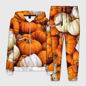 Мужской костюм 3D с принтом тыквы в Кировске, 100% полиэстер | Манжеты и пояс оформлены тканевой резинкой, двухслойный капюшон со шнурком для регулировки, карманы спереди | Тематика изображения на принте: halloween | дача | овощи | октябрь | оранжевый | осень | сентябрь | тыква | хеллуин