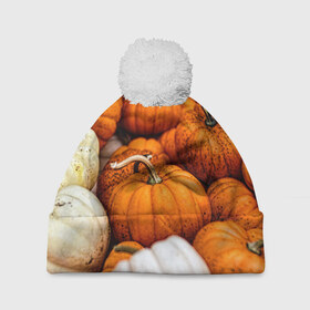 Шапка 3D c помпоном с принтом тыквы в Кировске, 100% полиэстер | универсальный размер, печать по всей поверхности изделия | halloween | дача | овощи | октябрь | оранжевый | осень | сентябрь | тыква | хеллуин