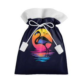 Подарочный 3D мешок с принтом Фламинго дитя заката в Кировске, 100% полиэстер | Размер: 29*39 см | закат | море | птица | ретро | стиль | фламинго