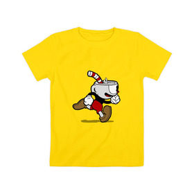 Детская футболка хлопок с принтом Cuphead в Кировске, 100% хлопок | круглый вырез горловины, полуприлегающий силуэт, длина до линии бедер | Тематика изображения на принте: 