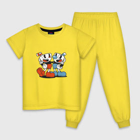 Детская пижама хлопок с принтом Cuphead в Кировске, 100% хлопок |  брюки и футболка прямого кроя, без карманов, на брюках мягкая резинка на поясе и по низу штанин
 | Тематика изображения на принте: cuphead