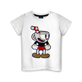 Детская футболка хлопок с принтом Cuphead в Кировске, 100% хлопок | круглый вырез горловины, полуприлегающий силуэт, длина до линии бедер | cuphead