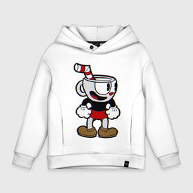 Детское худи Oversize хлопок с принтом Cuphead в Кировске, френч-терри — 70% хлопок, 30% полиэстер. Мягкий теплый начес внутри —100% хлопок | боковые карманы, эластичные манжеты и нижняя кромка, капюшон на магнитной кнопке | cuphead