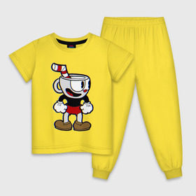 Детская пижама хлопок с принтом Cuphead в Кировске, 100% хлопок |  брюки и футболка прямого кроя, без карманов, на брюках мягкая резинка на поясе и по низу штанин
 | Тематика изображения на принте: cuphead
