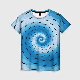 Женская футболка 3D с принтом Галлюцинация Спираль в Кировске, 100% полиэфир ( синтетическое хлопкоподобное полотно) | прямой крой, круглый вырез горловины, длина до линии бедер | линии | узоры