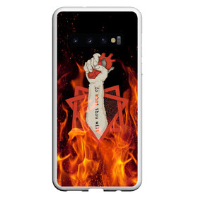 Чехол для Samsung Galaxy S10 с принтом Hot Heart в Кировске, Силикон | Область печати: задняя сторона чехла, без боковых панелей | fire | heart | hot | satan | горячий | красный | культ | надписи | огниво | огонь | пекло | рок | рокнролл | рука | сатана | секта | сердце | сила | тату | черный | яркие
