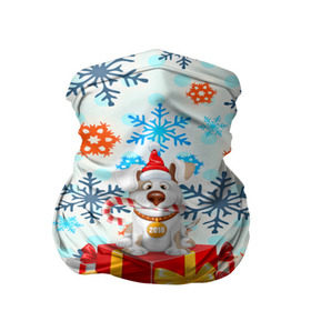 Бандана-труба 3D с принтом Новогодний щенок! в Кировске, 100% полиэстер, ткань с особыми свойствами — Activecool | плотность 150‒180 г/м2; хорошо тянется, но сохраняет форму | 