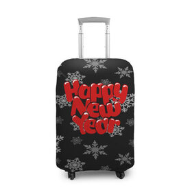 Чехол для чемодана 3D с принтом Счастливого нового года! в Кировске, 86% полиэфир, 14% спандекс | двустороннее нанесение принта, прорези для ручек и колес | new year | santa | год собаки | дед мороз | елка | елочки | новогодний | новый год | подарки | рождество | сантаклаус | снег | снежинки | собака