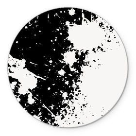 Коврик круглый с принтом Брызги краски в Кировске, резина и полиэстер | круглая форма, изображение наносится на всю лицевую часть | Тематика изображения на принте: абстракция | белое | брызги | краска | пятно | черное