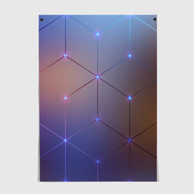 Постер с принтом Нейронная сеть в Кировске, 100% бумага
 | бумага, плотность 150 мг. Матовая, но за счет высокого коэффициента гладкости имеет небольшой блеск и дает на свету блики, но в отличии от глянцевой бумаги не покрыта лаком | abstraction | geometry | hexagon | neon | neuronet | paints | stripes | texture | triangle | абстракция | брызги | геометрия | краски | нейросеть | неон | неоновый | соты | текстура