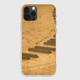 Чехол для iPhone 12 Pro с принтом Клавиши пианино в Кировске, силикон | область печати: задняя сторона чехла, без боковых панелей | Тематика изображения на принте: для | до | клавиши | ля | мелодия | ми | музыка | музыканта | ноты | оркестр | пианино | подарок | ре | рояль | си | соль | стан | фа