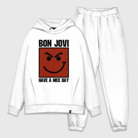 Мужской костюм хлопок OVERSIZE с принтом Bon Jovi, have a nice day в Кировске,  |  | Тематика изображения на принте: bon jovi | бон | бон джови | глэм | группа | джови | джон | метал | рок | хард