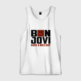 Мужская майка хлопок с принтом Bon Jovi, have a nice day в Кировске, 100% хлопок |  | Тематика изображения на принте: bon jovi | бон | бон джови | глэм | группа | джови | джон | метал | рок | хард