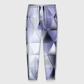 Мужские брюки 3D с принтом Metallic triangles в Кировске, 100% полиэстер | манжеты по низу, эластичный пояс регулируется шнурком, по бокам два кармана без застежек, внутренняя часть кармана из мелкой сетки | текстура | треугольник