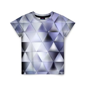 Детская футболка 3D с принтом Metallic triangles в Кировске, 100% гипоаллергенный полиэфир | прямой крой, круглый вырез горловины, длина до линии бедер, чуть спущенное плечо, ткань немного тянется | текстура | треугольник