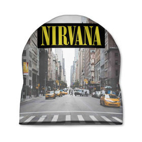 Шапка 3D с принтом Nirvana в Кировске, 100% полиэстер | универсальный размер, печать по всей поверхности изделия | nirvana