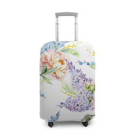 Чехол для чемодана 3D с принтом Сирень и Пионы в Кировске, 86% полиэфир, 14% спандекс | двустороннее нанесение принта, прорези для ручек и колес | арт | краска | пион | пионы | прикольные | сирень | тропики | цветные | цветок | цветы