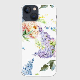 Чехол для iPhone 13 mini с принтом Сирень и Пионы в Кировске,  |  | Тематика изображения на принте: арт | краска | пион | пионы | прикольные | сирень | тропики | цветные | цветок | цветы