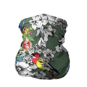Бандана-труба 3D с принтом Райский остров в Кировске, 100% полиэстер, ткань с особыми свойствами — Activecool | плотность 150‒180 г/м2; хорошо тянется, но сохраняет форму | арт | краска | попугаи | попугай | прикольные | рай | тропики | цветные | цветок | цветы