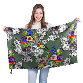 Флаг 3D с принтом Райский остров в Кировске, 100% полиэстер | плотность ткани — 95 г/м2, размер — 67 х 109 см. Принт наносится с одной стороны | арт | краска | попугаи | попугай | прикольные | рай | тропики | цветные | цветок | цветы